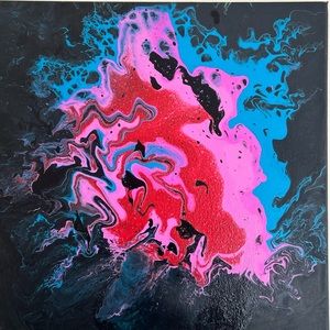 16x16 acrylic pour painting.